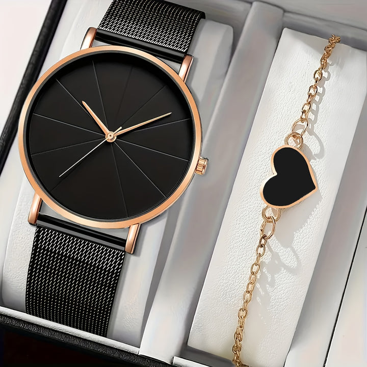 TIMESHIFT | Casual Watch & Jewelry Combo – Digital Quartz Set