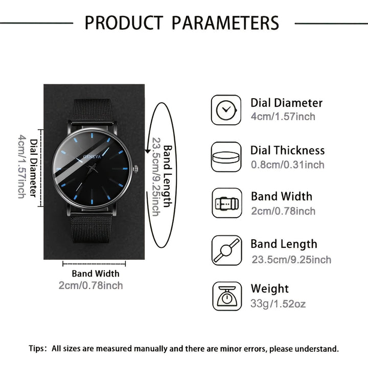 TIMERITE | 4-Piece Vintage Men’s Accessory Set – Quartz Watch & Jewelry